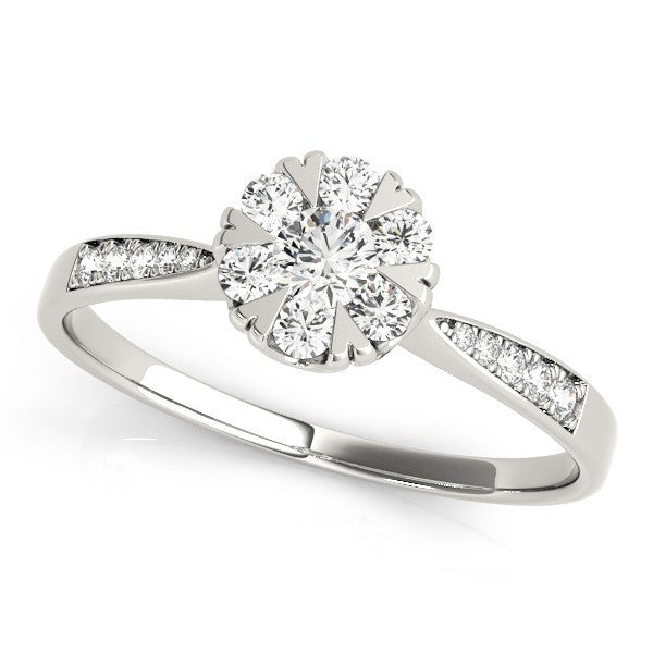 Lab Grown Round Diamond Halo Engagement Ring in Platinum