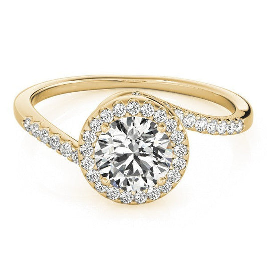 Lab Grown Round Diamond Halo Engagement Ring 18K Yellow Gold