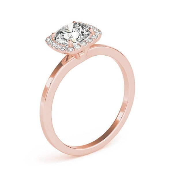 Lab Grown Round Diamond Halo Engagement Ring 18K Yellow Gold