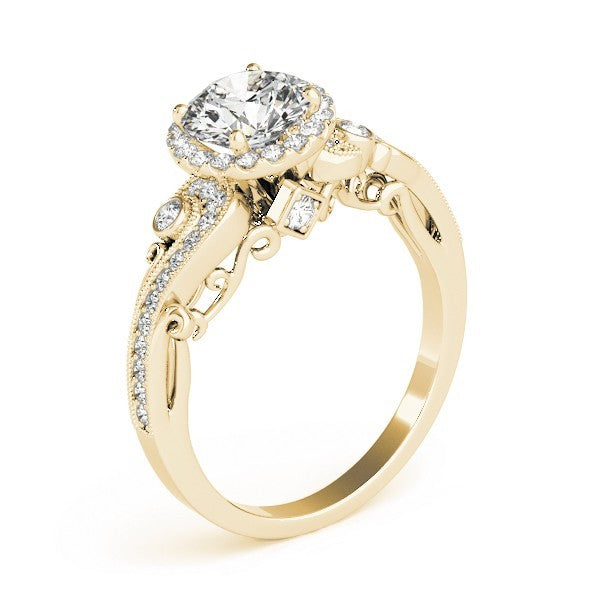 Lab Grown Round Diamond Halo Engagement Ring in 18K Rose Gold