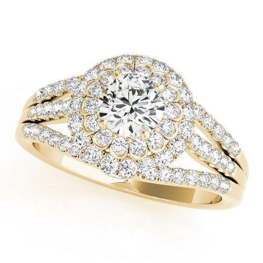 2.00Ct DE/VS Lab Grown Round Diamond Halo Engagement Ring 18K Yellow Gold