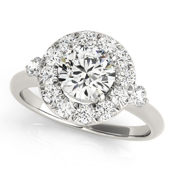 Lab Grown Round Diamond Halo Engagement Ring 18K Rose Gold