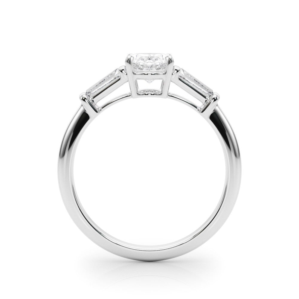 18K Yellow Gold 2CT DE/VS Lab-Grown Oval Diamond 3 Stone Engagement Ring
