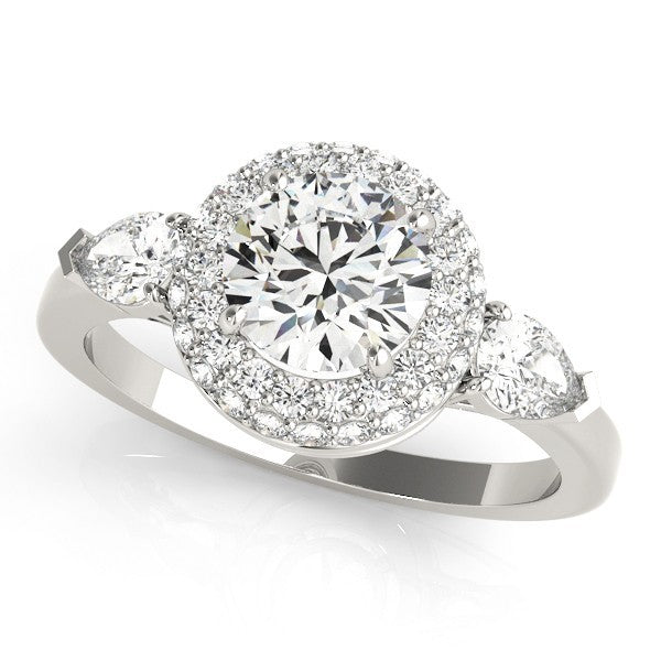 2.00Ct DE/VS Lab Grown Round Diamond Halo Engagement Ring 18K White Gold