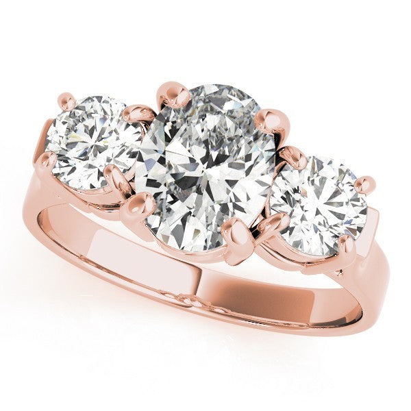 18k yellow gold Oval cut Trilogy Engagement Ring Ð 2Ct DE/VS Lab Grown Diamonds