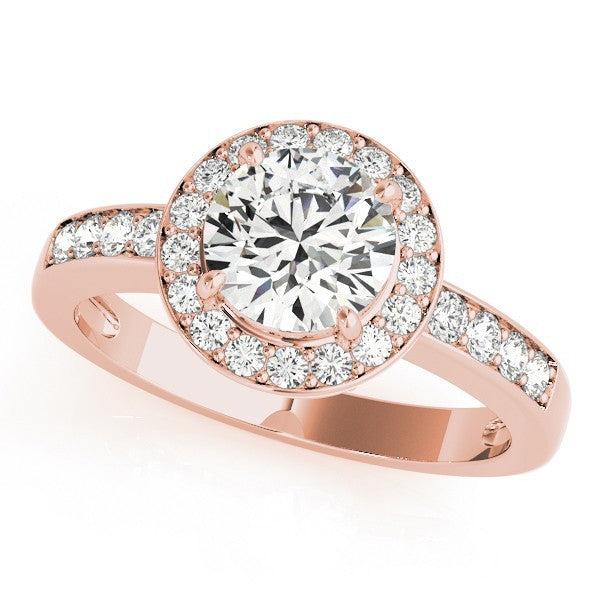 Lab Grown Round Diamond Halo Engagement Ring 18K White Gold