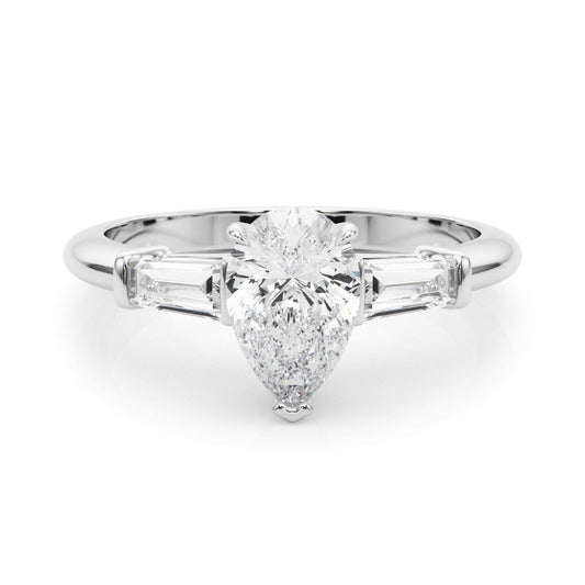 950 Platinum 2.00CT DE/VS Lab-Grown Pear Cut Diamond 3 Stone Engagement Ring