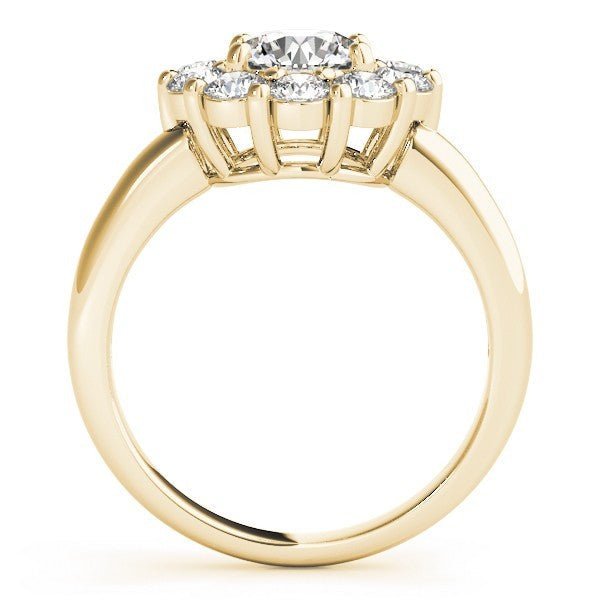 Lab Grown Round Diamond Halo Engagement Ring 18K Yellow Gold