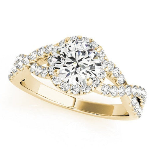 2.00Ct Lab Grown Round Diamond Halo Engagement Ring 18K Yellow Gold