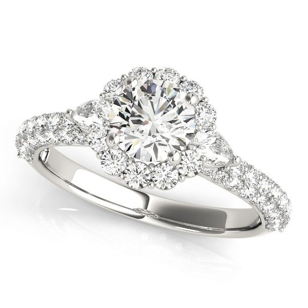 Lab Grown Round Diamond Halo Engagement Ring 18K Yellow Gold