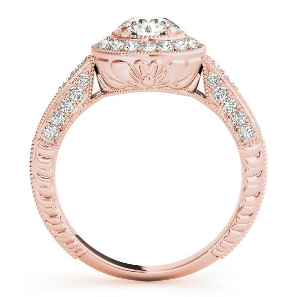 Lab Grown Round Diamond Halo Engagement Ring 18K White Gold