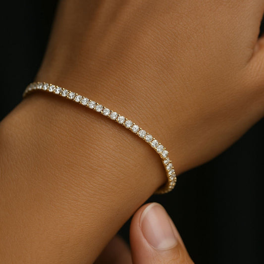 2.00 Ct Lab Grown Round Diamond Tennis Bracelet -18k Yellow Gold D-E/VS Quality
