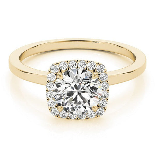 Lab Grown Round Diamond Halo Engagement Ring 18K Yellow Gold