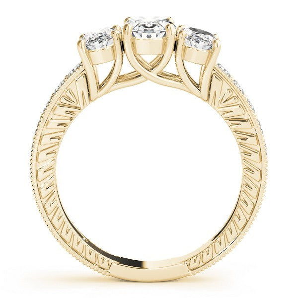 18K Yellow Gold Oval Cut Trilogy Engagement Ring Ð 2Ct DE/VS Lab Grown Diamond