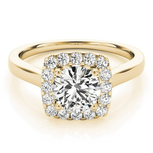 2.00Ct Lab Grown Round Diamond Halo Engagement Ring 18K Yellow Gold