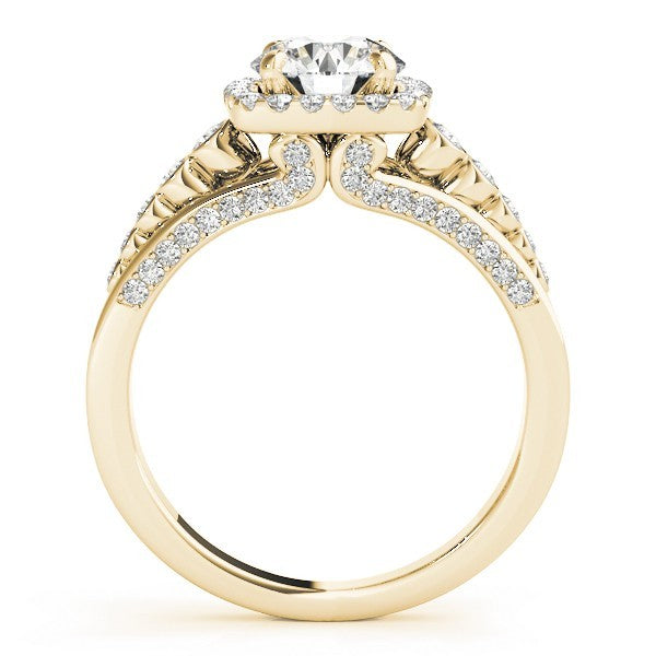 2.00 Ct DE/VS Lab Grown Round Diamond Halo Engagement Ring 18K White Gold