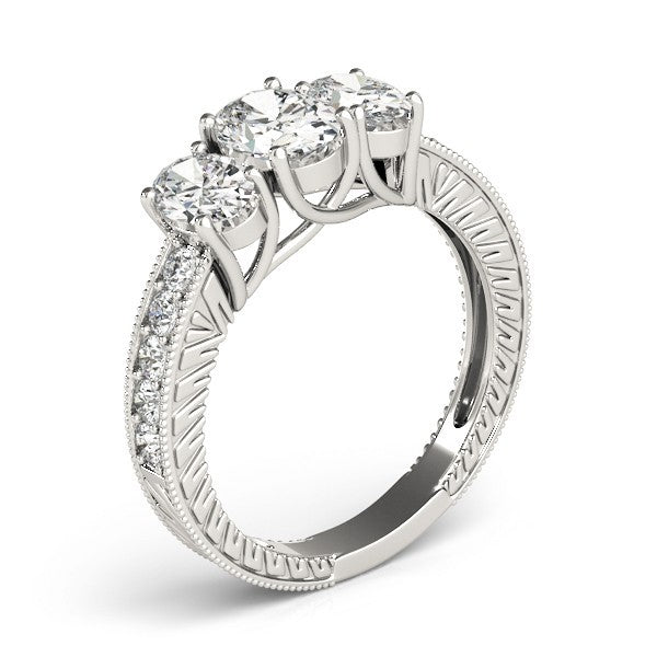 18K Yellow Gold Oval Cut Trilogy Engagement Ring Ð 2Ct DE/VS Lab Grown Diamond