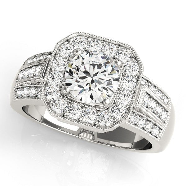 3.00Ct DE/VS Lab Grown Round Diamond Halo Engagement Ring 18K Yellow Gold