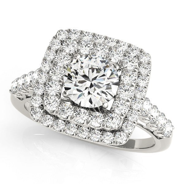 3.00 Carat DE/VS Lab Grown Round Cut Diamond Halo Engagement Ring 18K White Gold