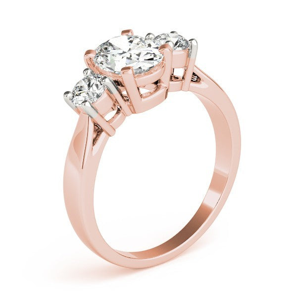 Lab Grown Oval Cut 2 CT DE/VS Diamond Trilogy Engagement Ring Platinum