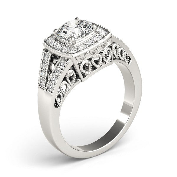 2Ct DE/VS Lab Grown Round Diamond Halo Engagement Ring 18K Yellow Gold