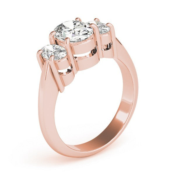 Lab-Grown Oval Diamond 3 Stone Engagement Ring Ð 18K Rose Gold