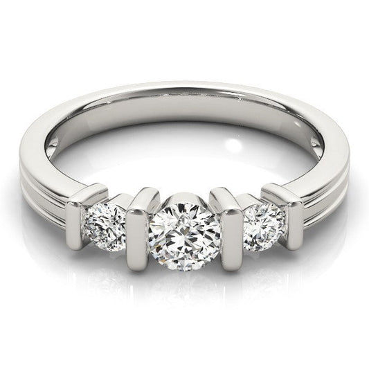 2.00Ct Bar Set Lab Grown Round Diamond 3 Stone Engagement Ring Platinum