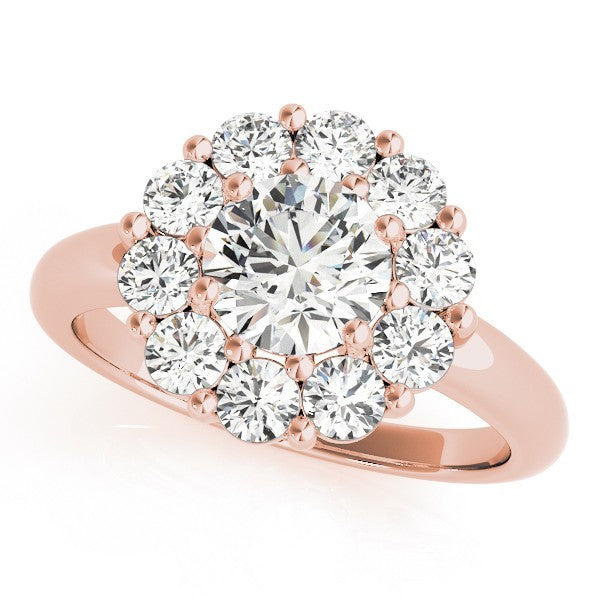 Lab Grown Round Diamond Halo Engagement Ring 18K Yellow Gold