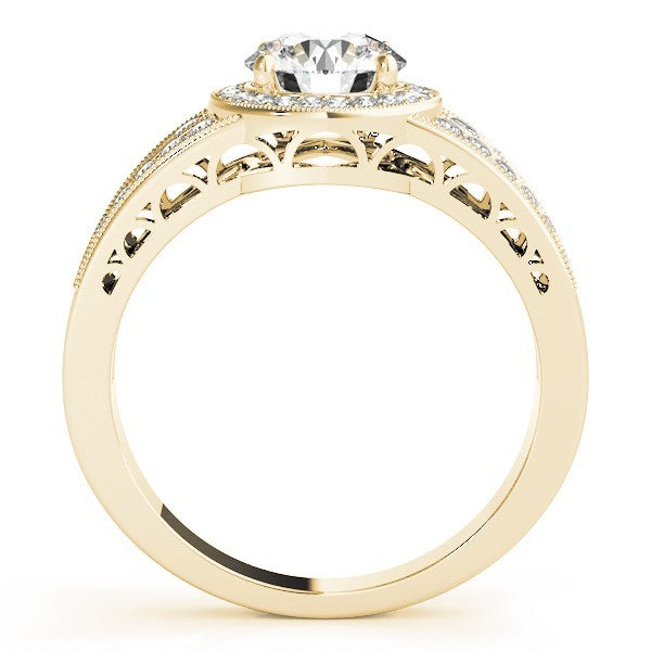 Lab Grown Round Diamond Halo Engagement Ring 18K White Gold