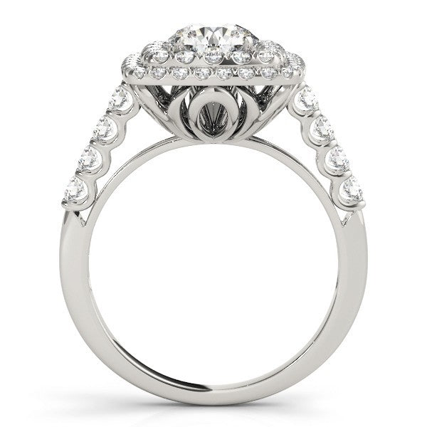 3.00 Carat DE/VS Lab Grown Round Cut Diamond Halo Engagement Ring 18K White Gold