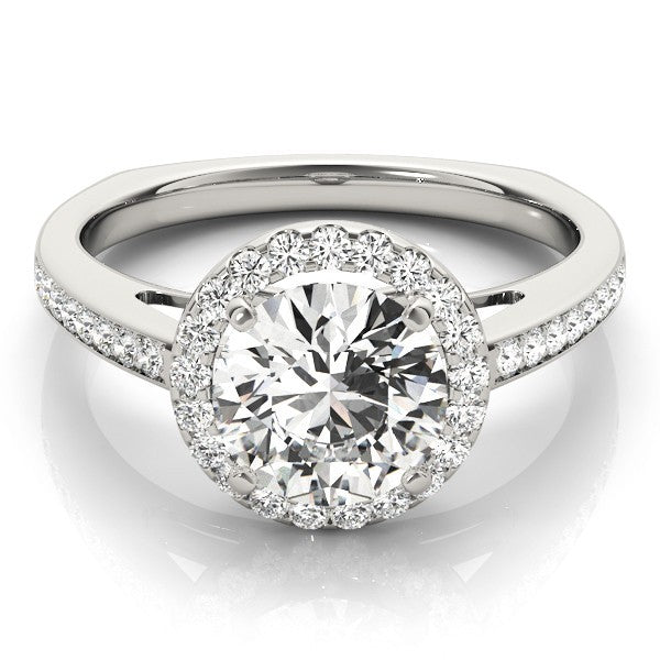2.00 Ct DE/VS Lab Grown Round Diamond Halo Engagement Ring 18K White Gold