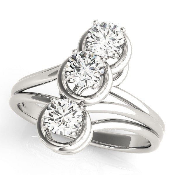 0.50Ct - 2.00Ct DE/VS Lab Grown Round Diamond Trilogy Engagement Ring Platinum