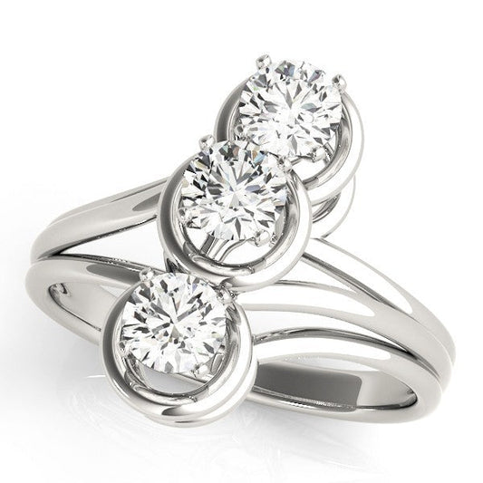 0.50Ct - 2.00Ct DE/VS Lab Grown Round Diamond Trilogy Engagement Ring Platinum