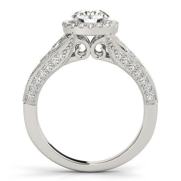 2.00Ct Lab Grown Round Diamond Halo Engagement Ring 18K Yellow Gold
