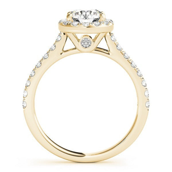 Lab Grown Round Diamond Halo Engagement Ring 18K Rose Gold