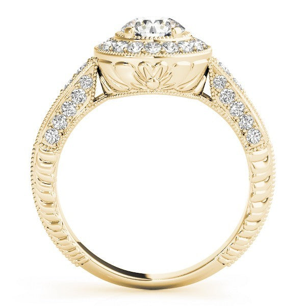 Lab Grown Round Diamond Halo Engagement Ring 18K White Gold