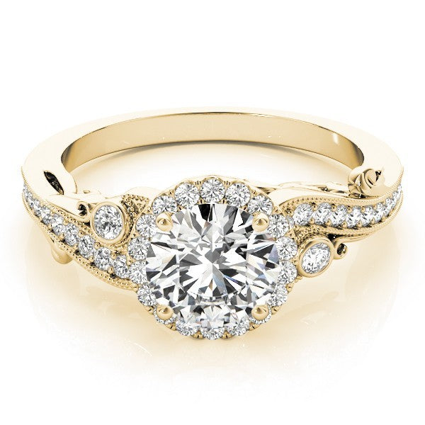 Lab Grown Round Diamond Halo Engagement Ring in 18K Rose Gold