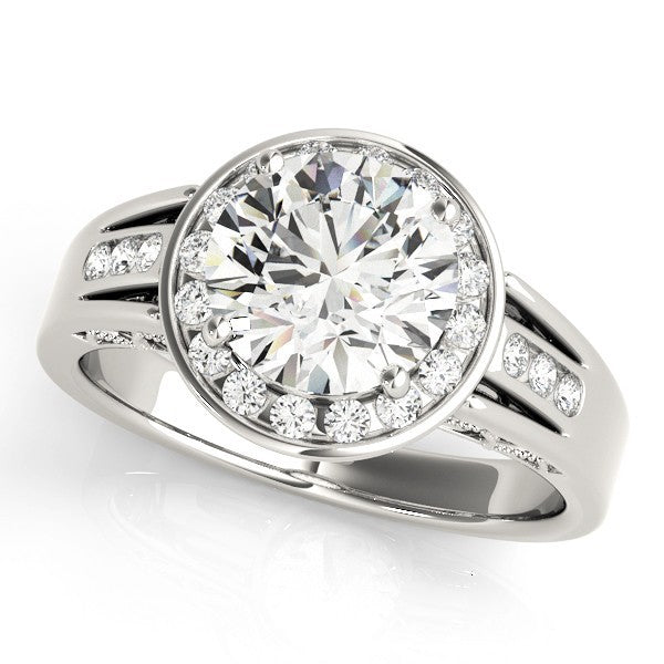 Lab Grown Round Diamond Halo Engagement Ring 18K Yellow Gold
