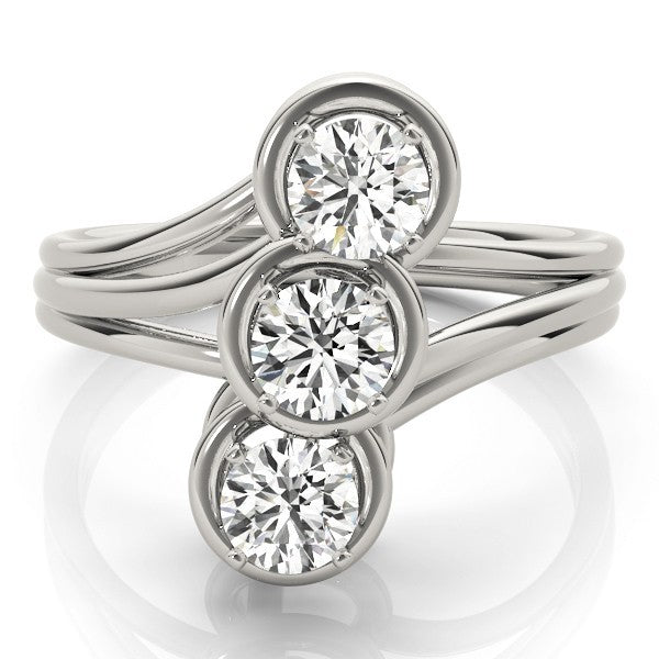0.50Ct - 2.00Ct DE/VS Lab Grown Round Diamond Trilogy Engagement Ring Platinum