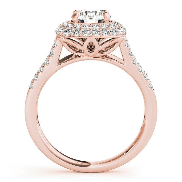 Lab Grown Round Diamond Halo Engagement Ring 18K Rose Gold