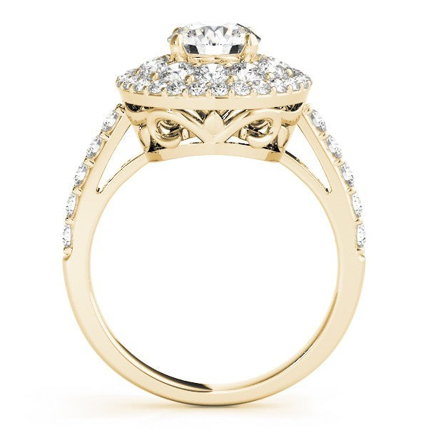 3.00 Carat Lab Grown Round Cut Diamond Halo Engagement Ring 18K White Gold