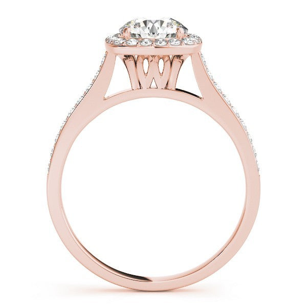 Lab Grown Round Diamond Halo Engagement Ring 18K Rose Gold