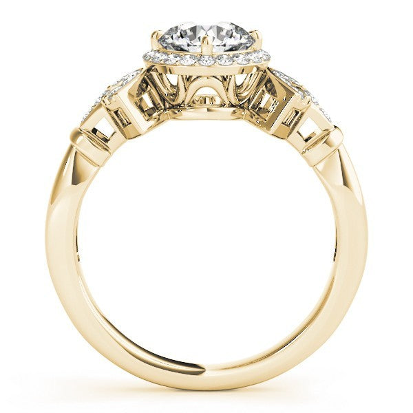 Lab Grown Round Diamond Halo Engagement Ring 18K White Gold