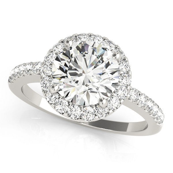 2.00Ct DE/VS Lab Grown Round Diamond Halo Engagement Ring 18K White Gold