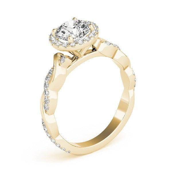Lab Grown Round Diamond Halo Engagement Ring 18K White Gold