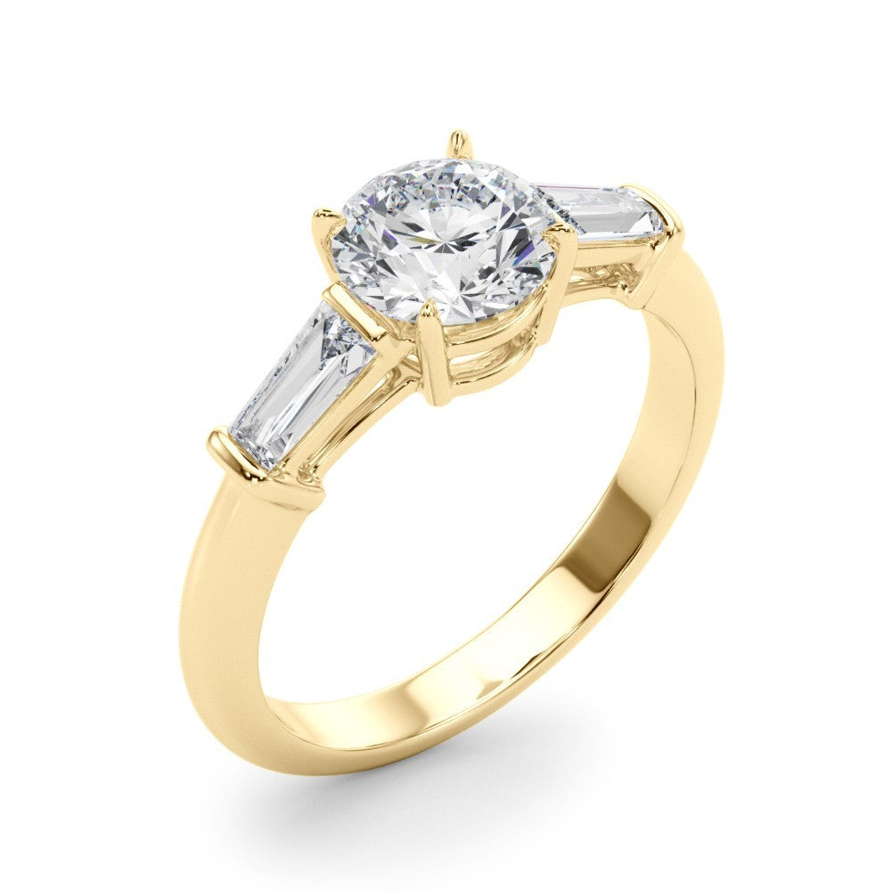 Lab-Grown Round Diamond 3 Stone Engagement Ring 18K Yellow Gold 2CT DE/VS