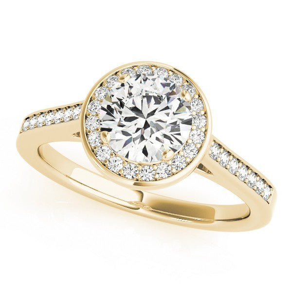 Lab Grown Round Diamond Halo Engagement Ring 18K White Gold