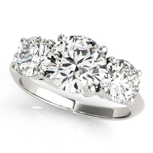 Lab Grown Round Diamond 3 Stone Engagement Ring Platinum DE/VS 2.00ct