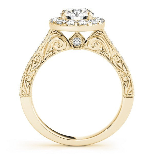 Lab Grown Round Diamond Halo Engagement Ring 18K White Gold