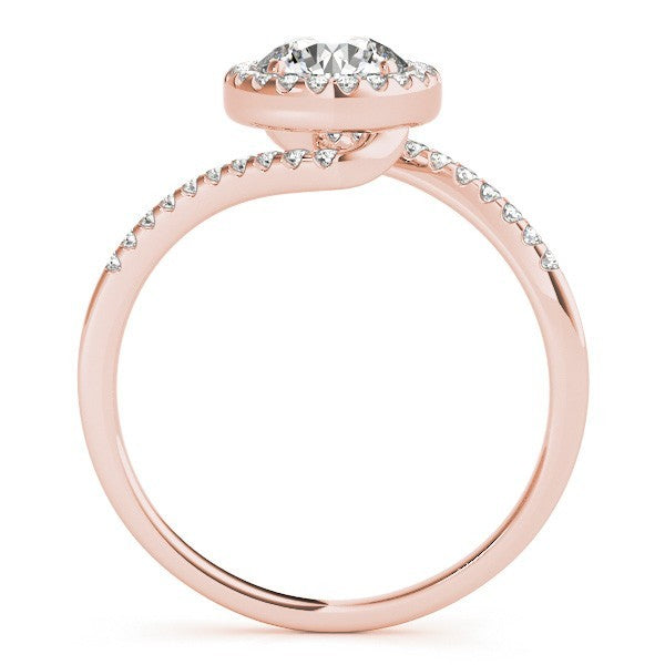 Lab Grown Round Diamond Halo Engagement Ring 18K Yellow Gold